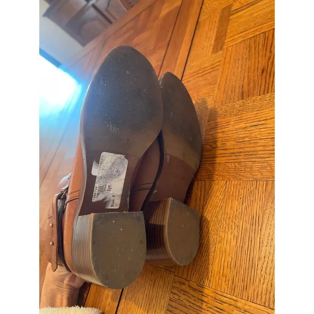 J Crew Parker Leather Moto Ankle Boots Booties Cognac size 8